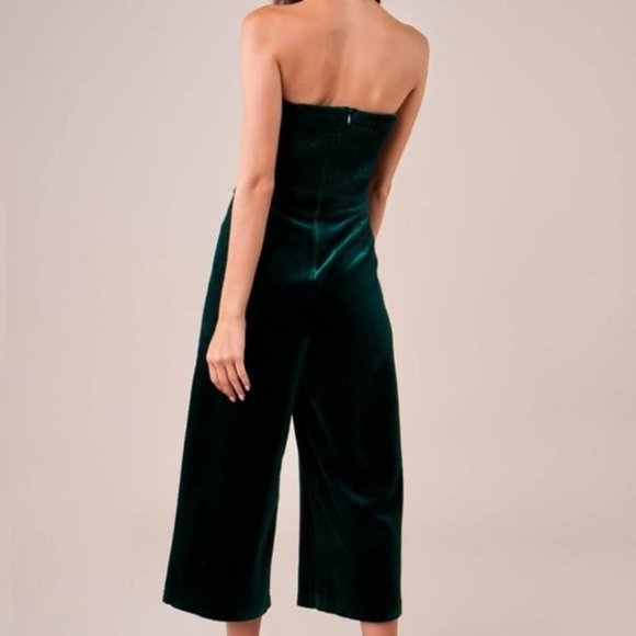 boho green Velvet strapless Front Buckle Belt Jump - Picture 10 of 10